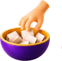 Hand die een briefje uit de bowl pakt