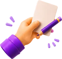Hand die met een potlood een kaartje schrijft
